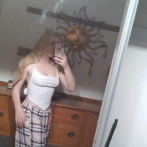 Cowl neck white bandan tie halter